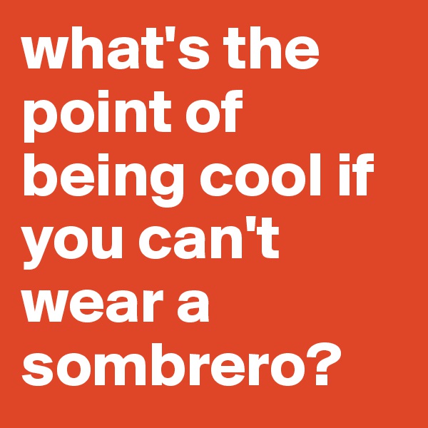 what's the point of being cool if you can't wear a sombrero?