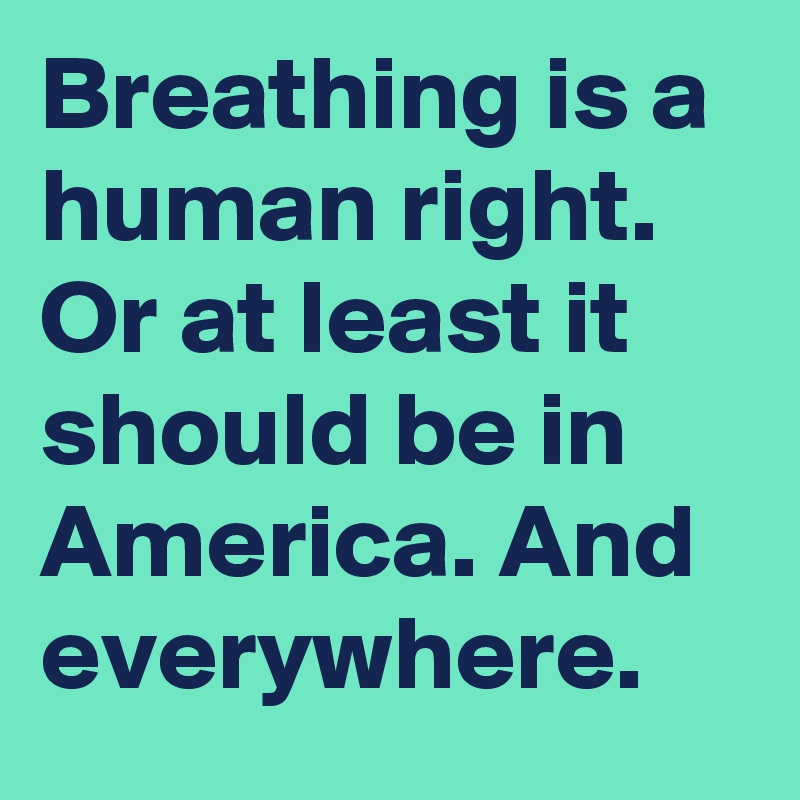 Breathing is a human right. Or at least it should be in America. And everywhere.