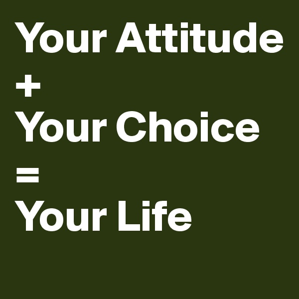 Your Attitude
+
Your Choice
=
Your Life