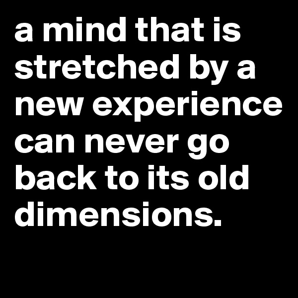 a mind that is stretched by a new experience can never go back to its old dimensions.
