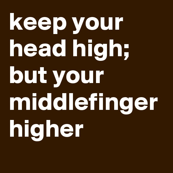 keep your head high; but your middlefinger higher