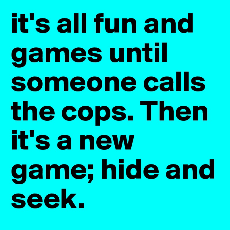 it's all fun and games until someone calls the cops. Then it's a new game; hide and seek. 