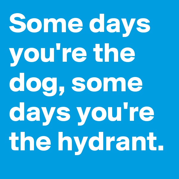 Some days you're the dog, some days you're the hydrant.
