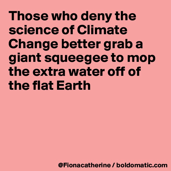 Those who deny the science of Climate
Change better grab a
giant squeegee to mop
the extra water off of
the flat Earth




