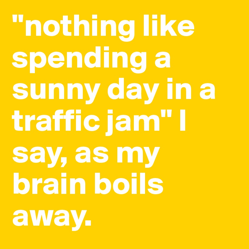"nothing like spending a sunny day in a traffic jam" I say, as my brain boils away.