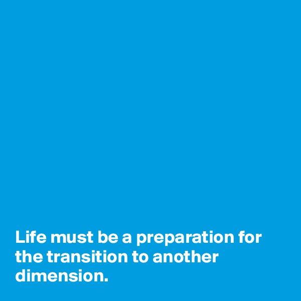 










Life must be a preparation for the transition to another dimension.