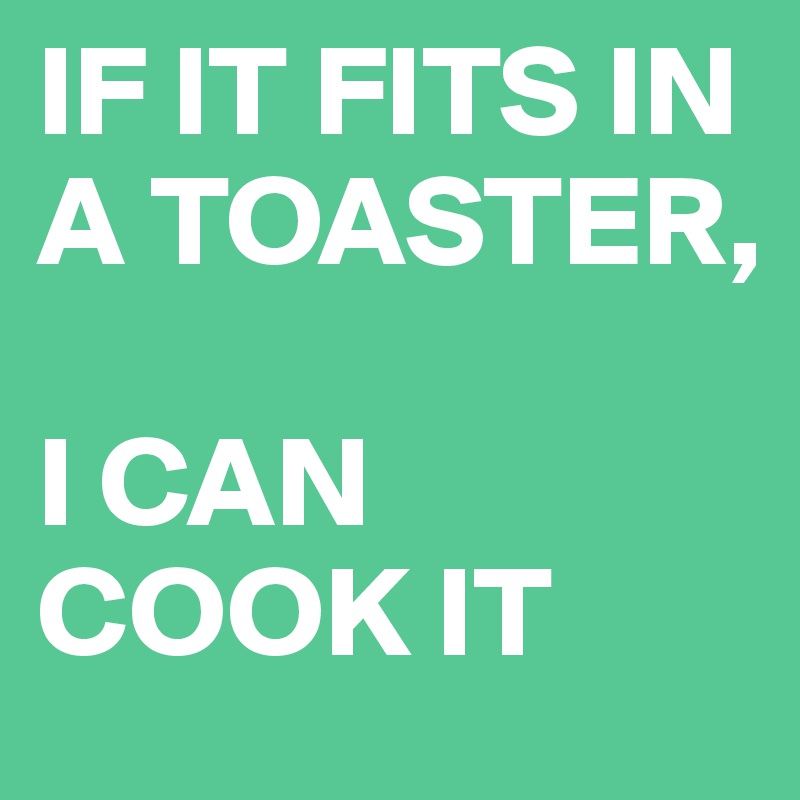 IF IT FITS IN A TOASTER, 

I CAN COOK IT