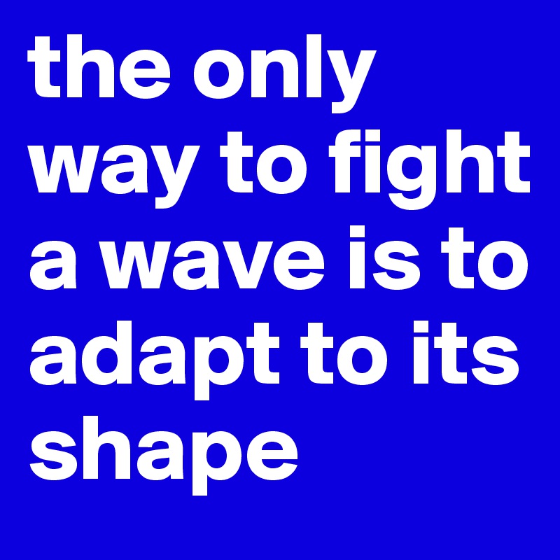 the only way to fight a wave is to adapt to its shape