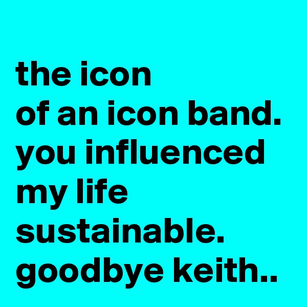 
the icon
of an icon band. you influenced my life sustainable. goodbye keith..