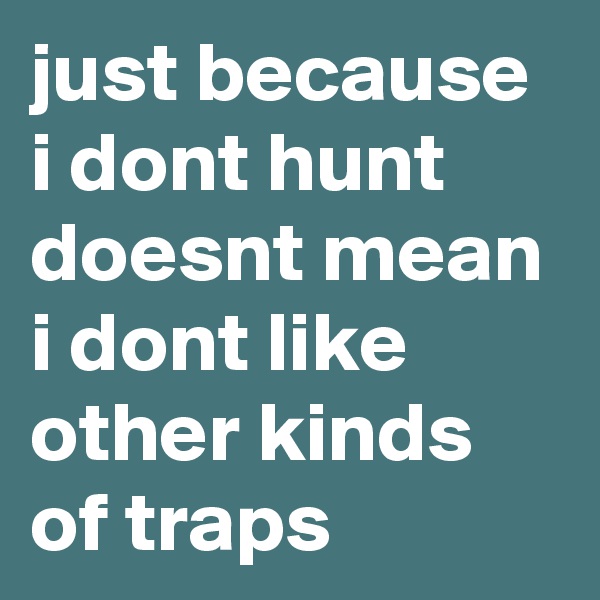 just because i dont hunt doesnt mean i dont like other kinds of traps 