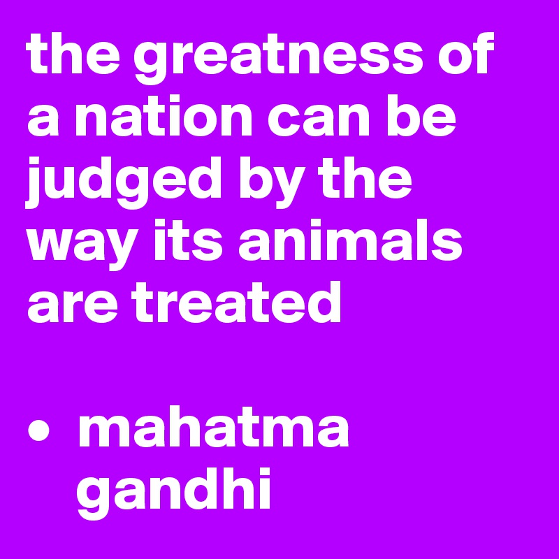 the greatness of a nation can be judged by the way its animals are treated

•  mahatma   
    gandhi