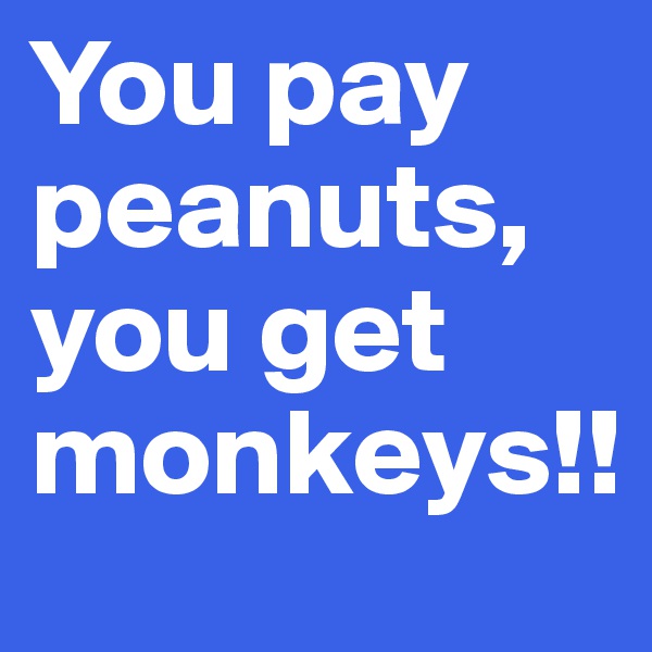 You pay peanuts, you get monkeys!!