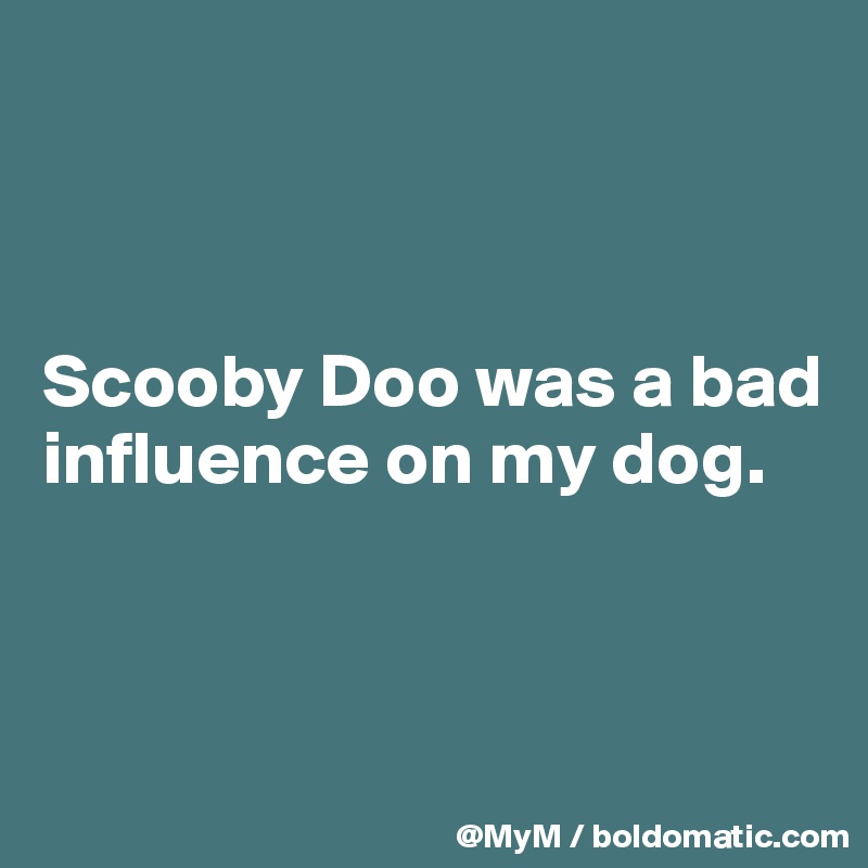 



Scooby Doo was a bad influence on my dog.



