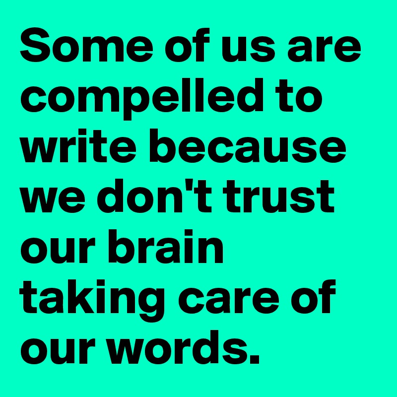 Some of us are compelled to write because we don't trust our brain taking care of our words.