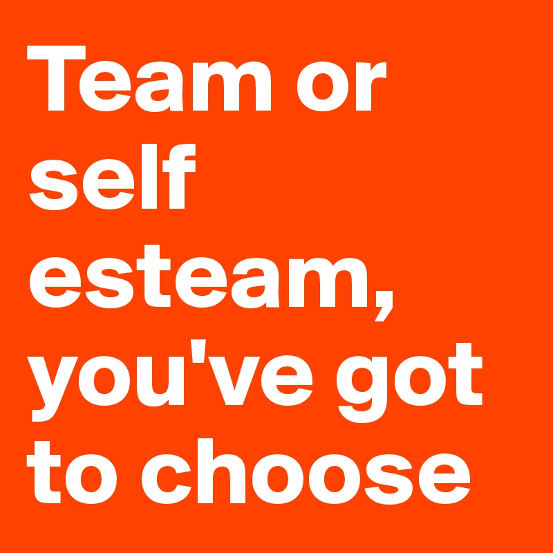 Team or self esteam, you've got to choose