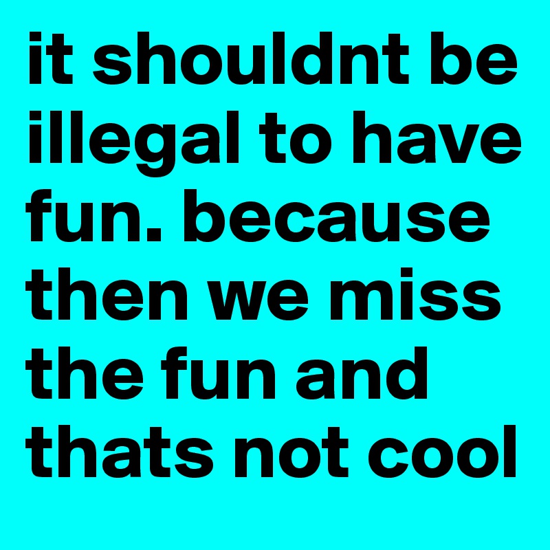 it shouldnt be illegal to have fun. because then we miss the fun and thats not cool