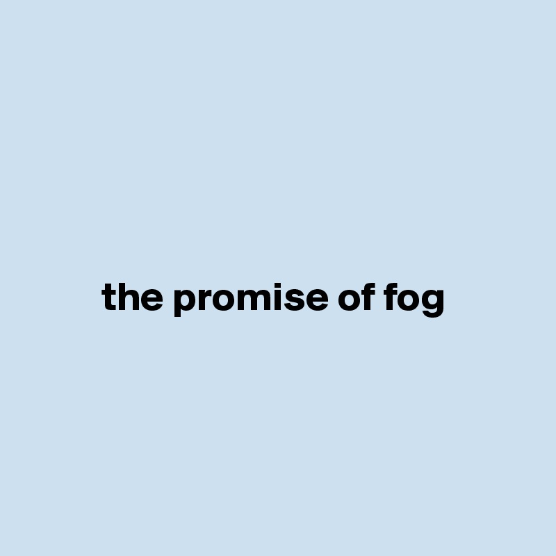 




      
         the promise of fog 





