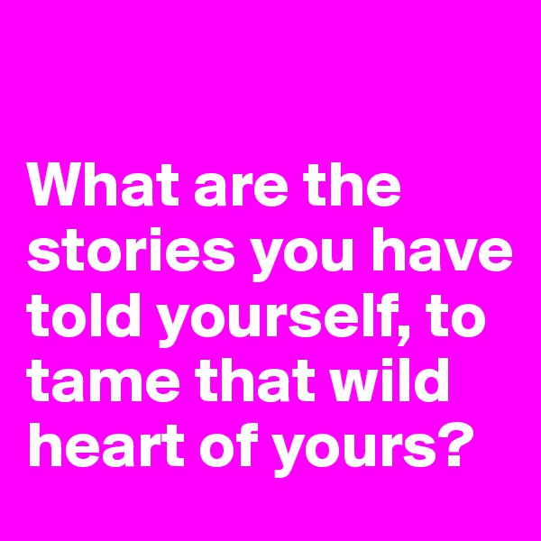 

What are the stories you have told yourself, to tame that wild heart of yours?