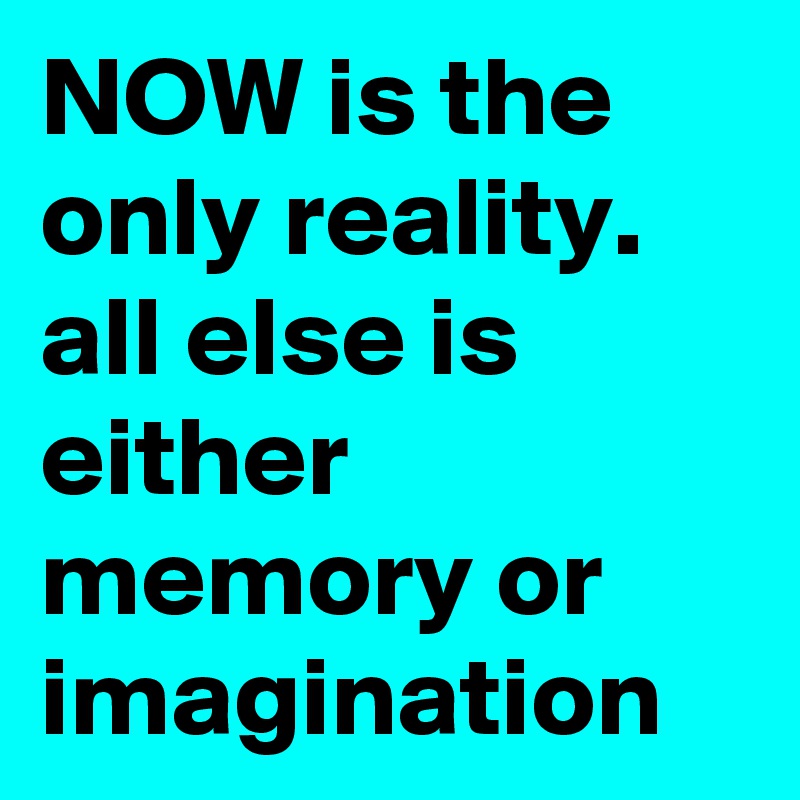 NOW is the only reality. all else is either memory or imagination