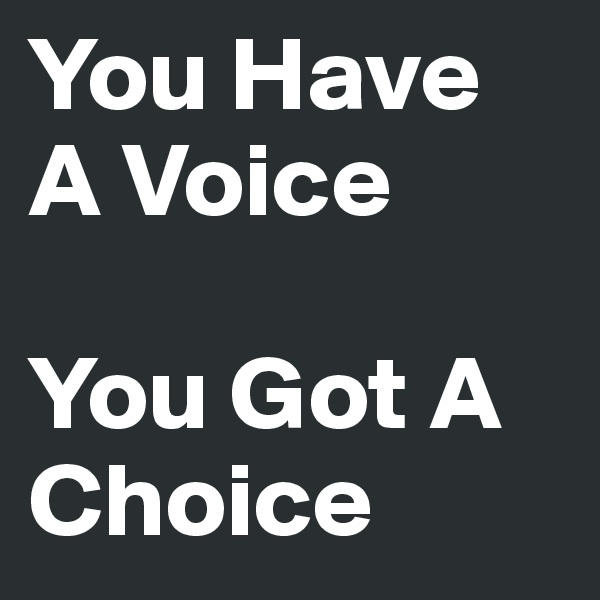 You Have A Voice

You Got A Choice  