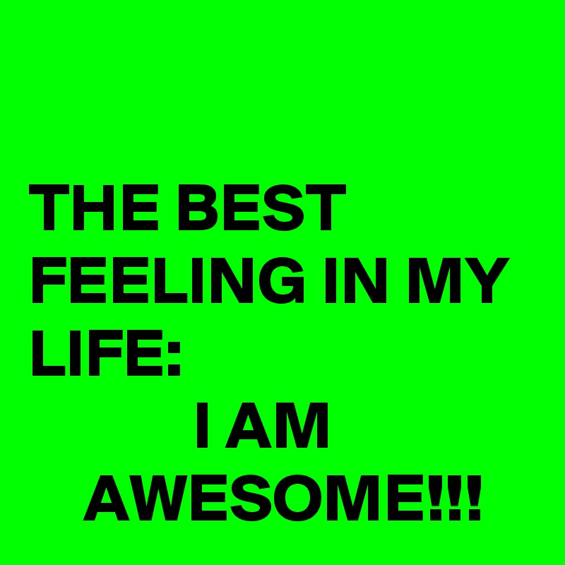 

THE BEST FEELING IN MY LIFE:
            I AM                  AWESOME!!!