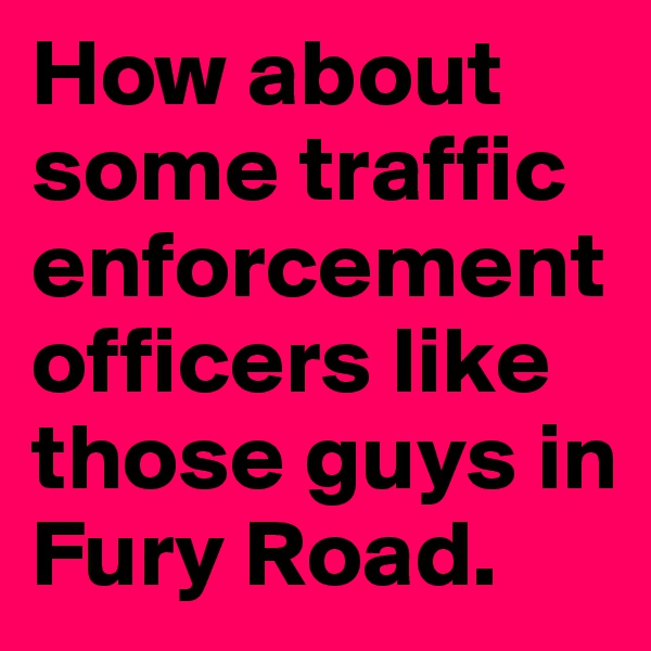 How about some traffic enforcement officers like those guys in Fury Road. 