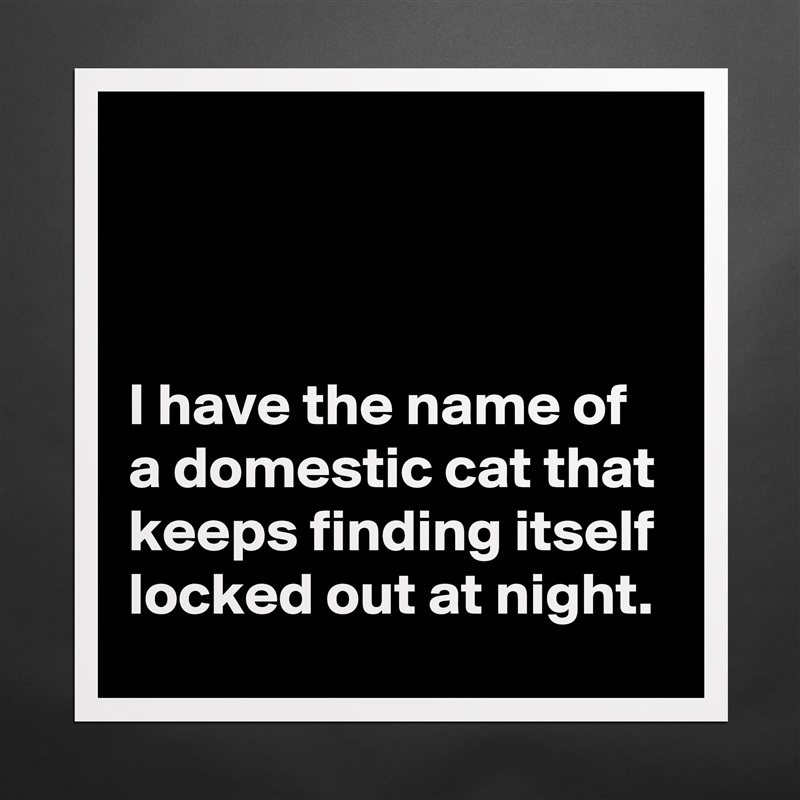 



I have the name of a domestic cat that keeps finding itself locked out at night. Matte White Poster Print Statement Custom 
