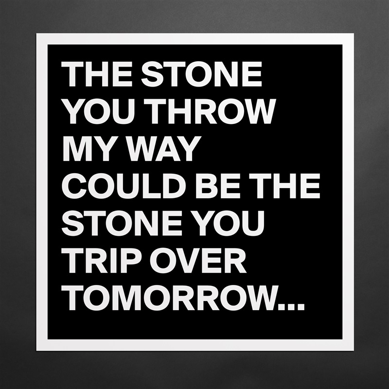 THE STONE YOU THROW MY WAY COULD BE THE STONE YOU TRIP OVER TOMORROW... Matte White Poster Print Statement Custom 