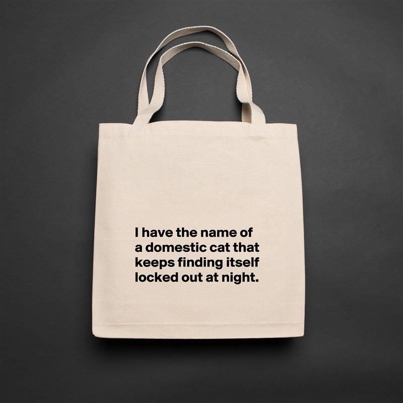 



I have the name of a domestic cat that keeps finding itself locked out at night. Natural Eco Cotton Canvas Tote 