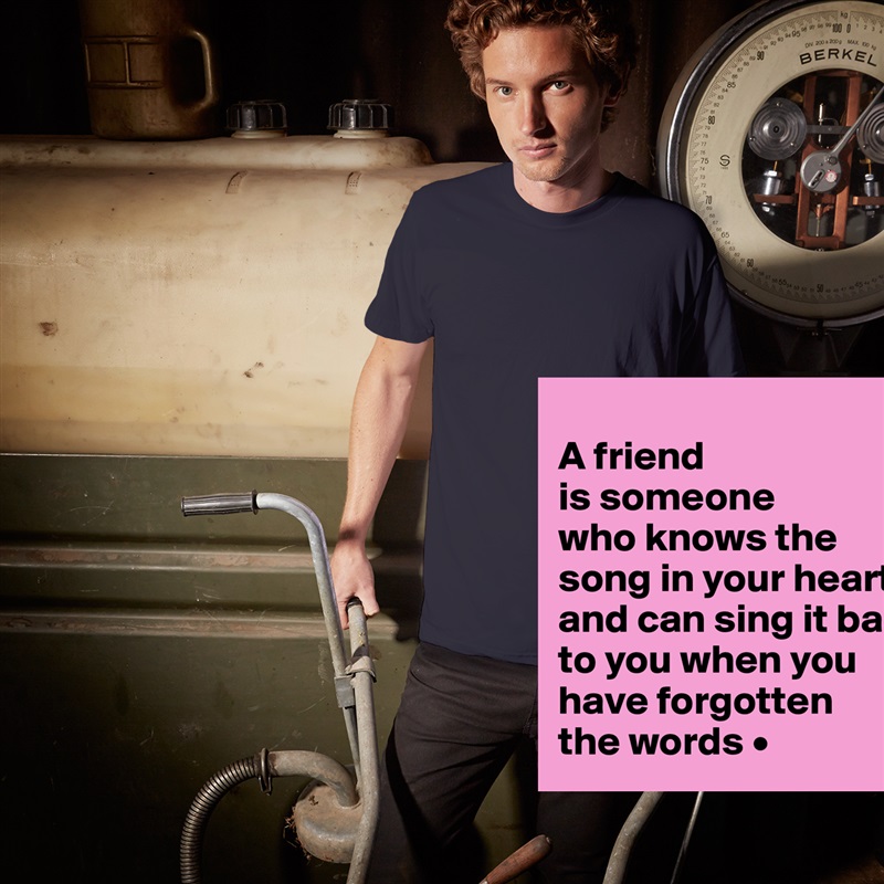 
A friend
is someone
who knows the song in your heart, and can sing it back to you when you have forgotten
the words • White Tshirt American Apparel Custom Men 