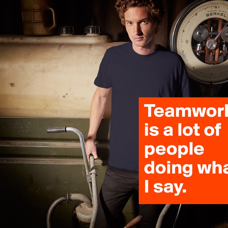 Teamwork is a lot of people doing what I say. White Tshirt American Apparel Custom Men 