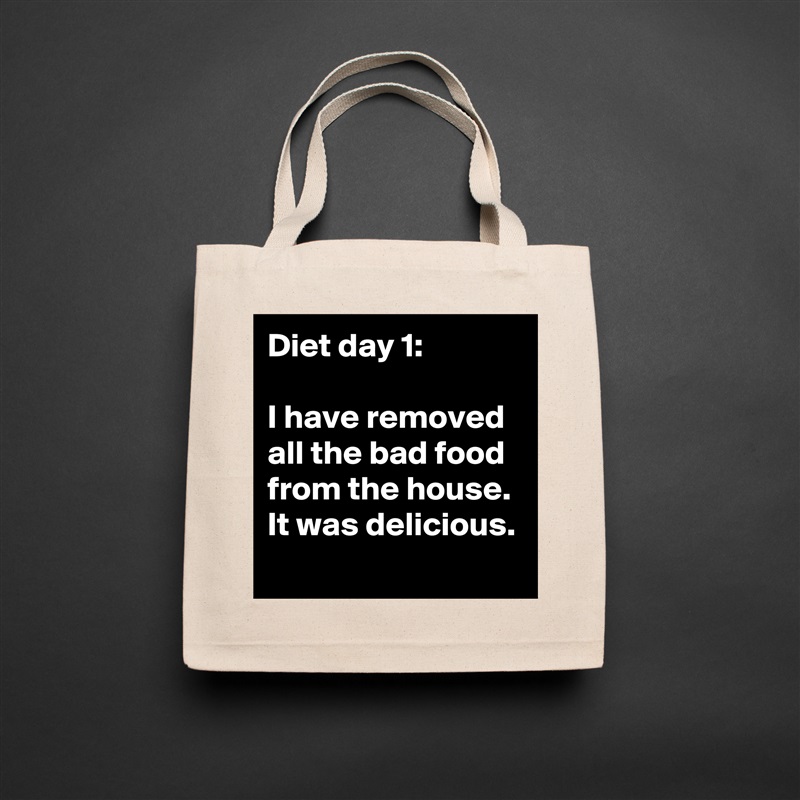 Diet day 1: 

I have removed all the bad food from the house. It was delicious.
 Natural Eco Cotton Canvas Tote 