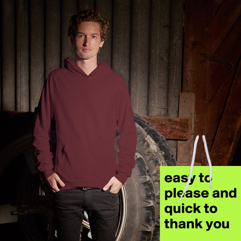 easy to please and quick to thank you ... White American Apparel Unisex Pullover Hoodie Custom  