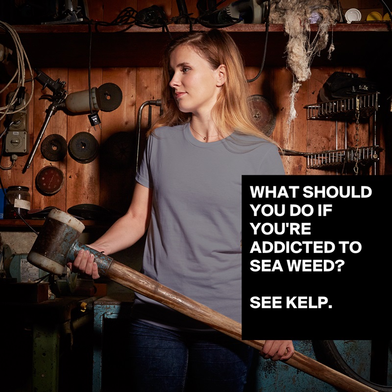 WHAT SHOULD YOU DO IF YOU'RE ADDICTED TO SEA WEED?

SEE KELP.
 White American Apparel Short Sleeve Tshirt Custom 