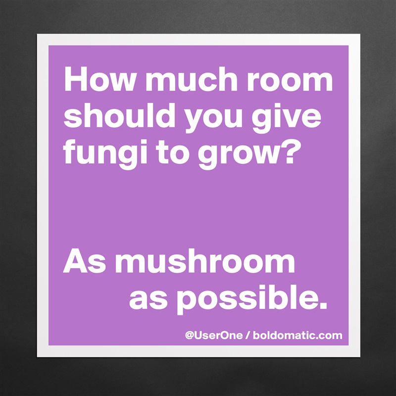 How much room 
should you give 
fungi to grow?


As mushroom 
         as possible. Matte White Poster Print Statement Custom 