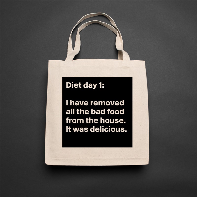 Diet day 1: 

I have removed all the bad food from the house. It was delicious.
 Natural Eco Cotton Canvas Tote 