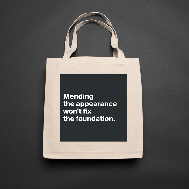 

Mending 
the appearance won't fix 
the foundation.

 Natural Eco Cotton Canvas Tote 