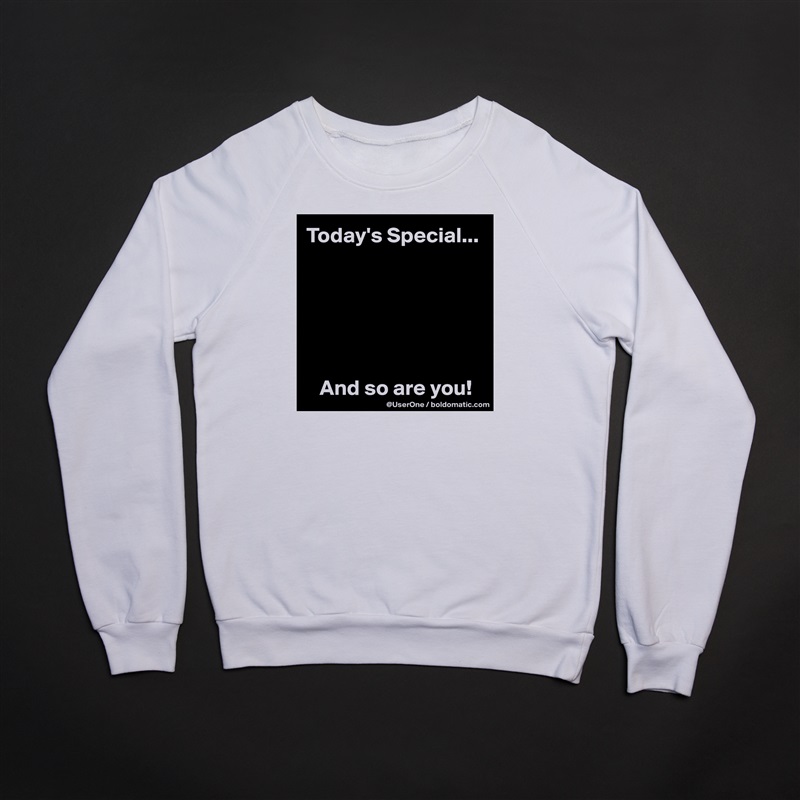 Today's Special...






   And so are you! White Gildan Heavy Blend Crewneck Sweatshirt 