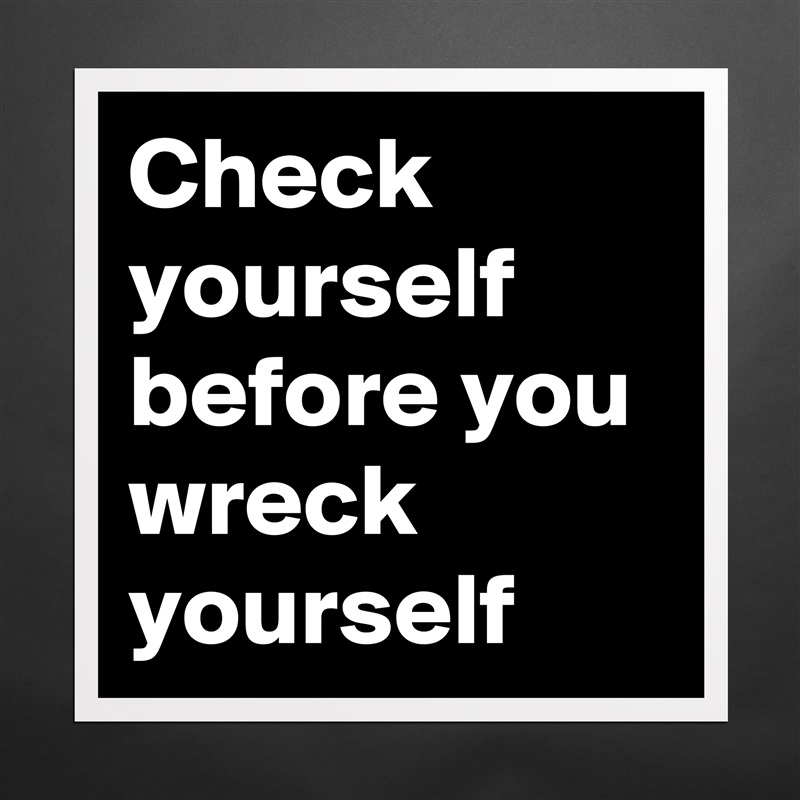 Check yourself before you wreck yourself  Matte White Poster Print Statement Custom 