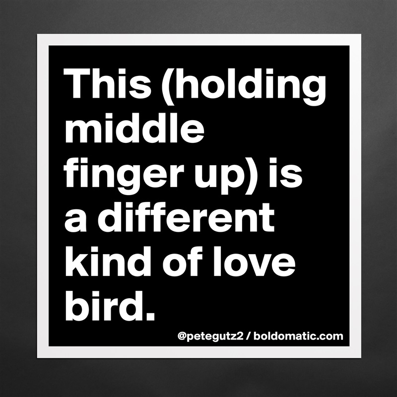 This (holding middle finger up) is a different kind of love bird. Matte White Poster Print Statement Custom 