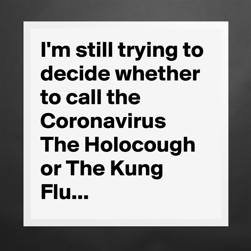 I'm still trying to decide whether to call the Coronavirus The Holocough or The Kung Flu... Matte White Poster Print Statement Custom 