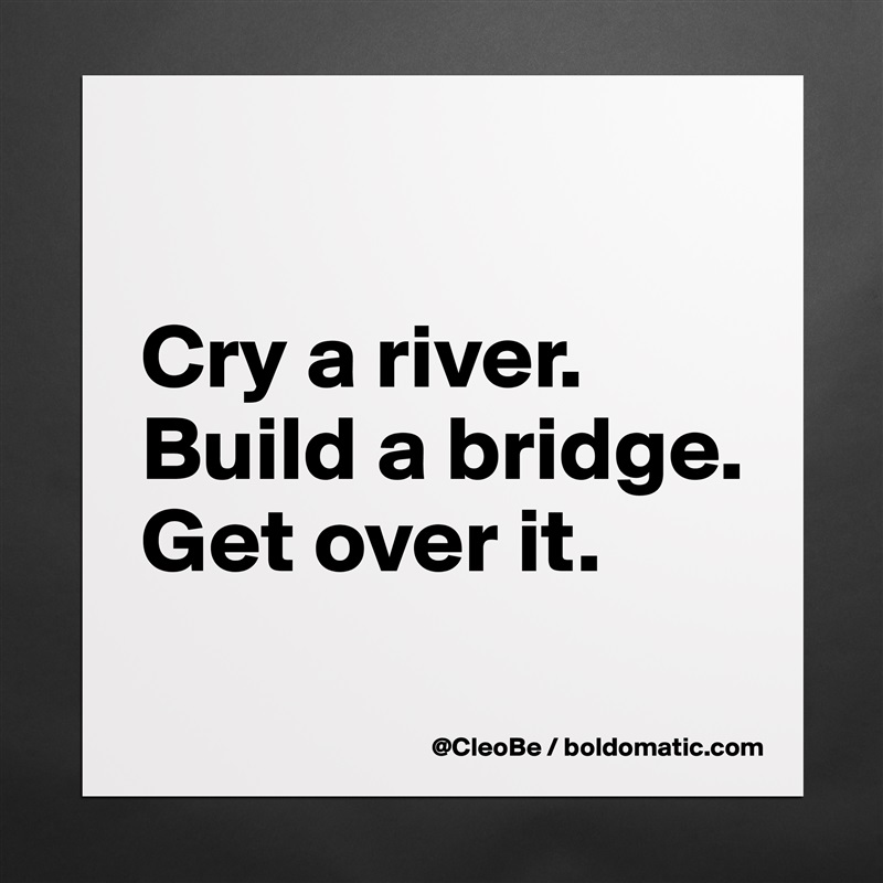 

Cry a river.
Build a bridge.
Get over it.
 Matte White Poster Print Statement Custom 
