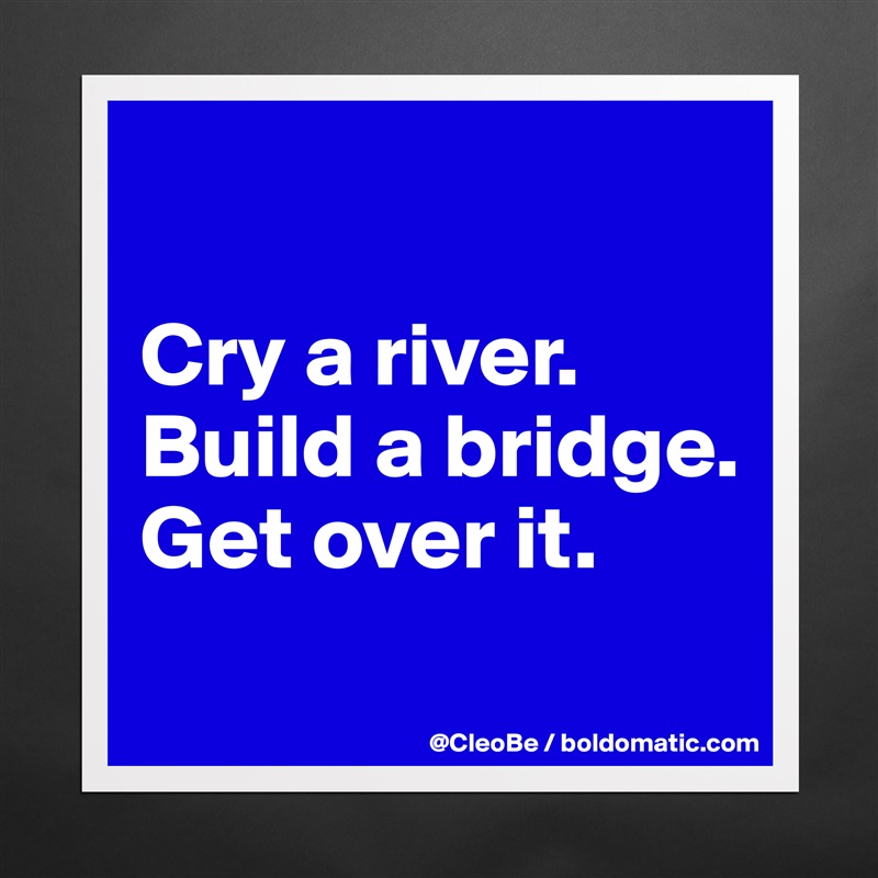 

Cry a river.
Build a bridge.
Get over it.
 Matte White Poster Print Statement Custom 