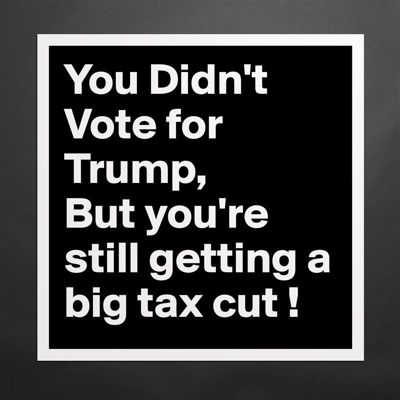 You Didn't
Vote for Trump,
But you're still getting a big tax cut ! Matte White Poster Print Statement Custom 