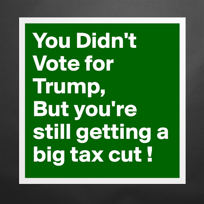 You Didn't
Vote for Trump,
But you're still getting a big tax cut ! Matte White Poster Print Statement Custom 