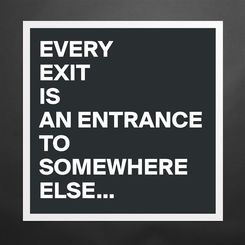 EVERY
EXIT
IS
AN ENTRANCE TO SOMEWHERE
ELSE... Matte White Poster Print Statement Custom 