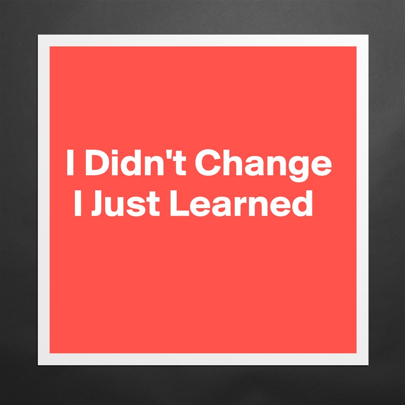 

I Didn't Change  I Just Learned

 Matte White Poster Print Statement Custom 