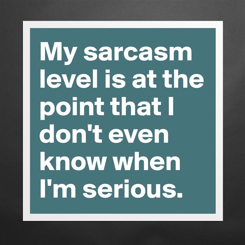 My sarcasm level is at the point that I don't even know when I'm serious.  Matte White Poster Print Statement Custom 