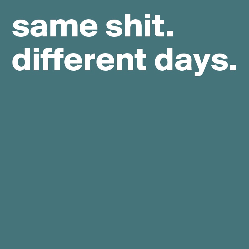 same shit. different days. 



