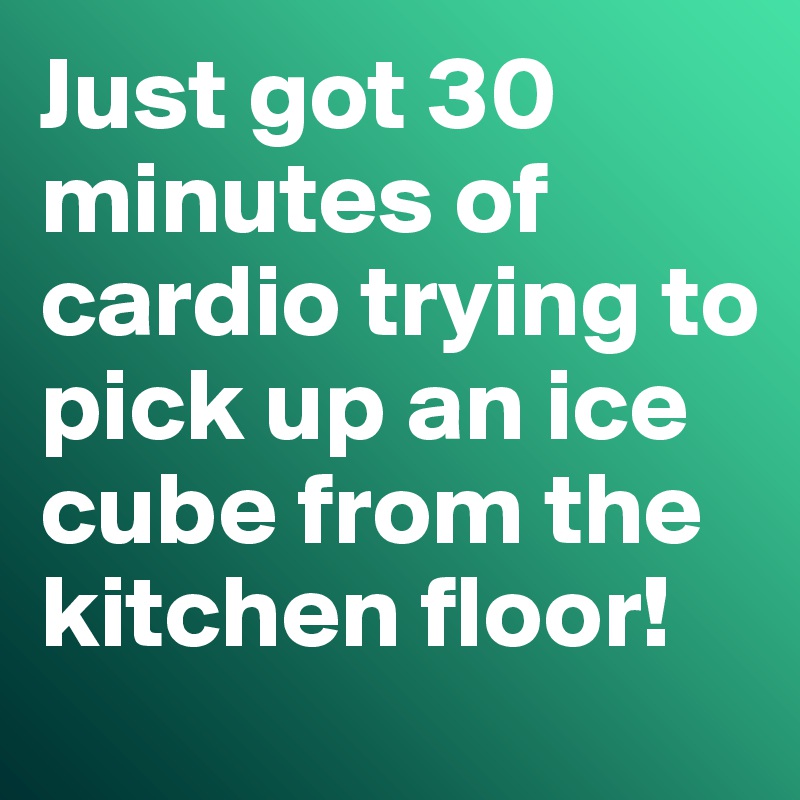 Just got 30 minutes of cardio trying to pick up an ice cube from the kitchen floor!